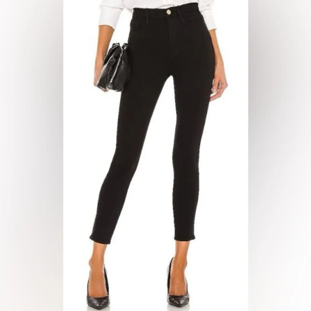 FRAME Ali High Rise Cigarette Jeans Noir Black Size 25 Slim Straight - Picture 3 of 7